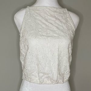 Brandy Melville 100% Cotton Eyelet Tie-back Crop Top OS